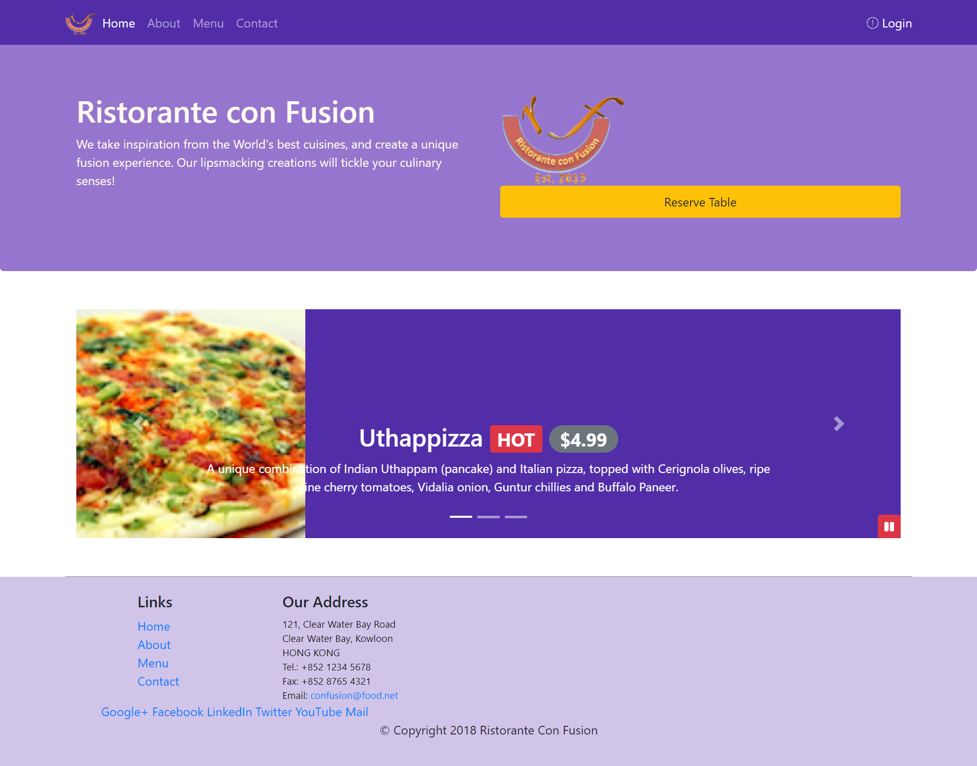 Restaurant Website